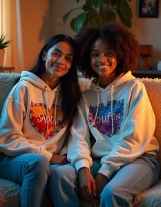 girls wearing hoodie printing